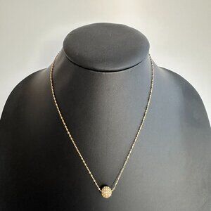 Gold-Tone Necklace With Crystal Ball Pendant & Twisted Chain